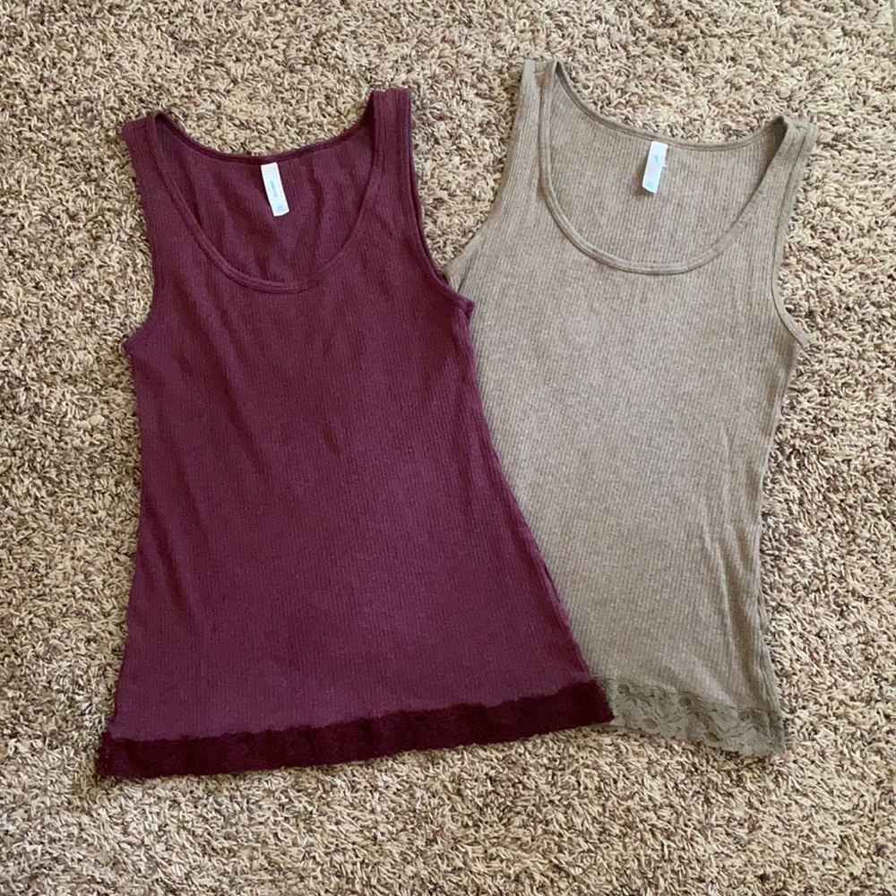 Gap Body Lace Trim Ribbed Tank Top Bundle